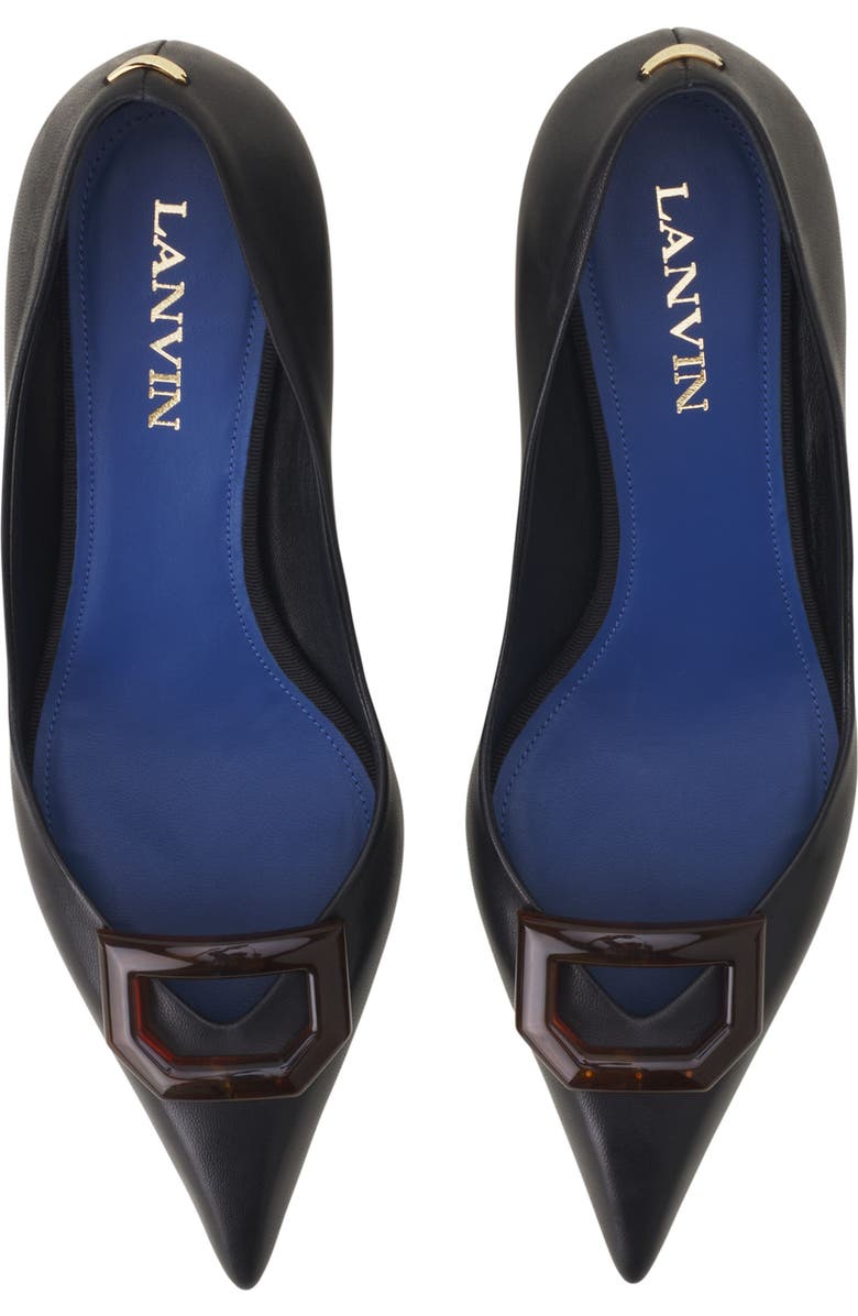 Lanvin Midnight Step Leather Pump With Buckle, Alternate, color, Black