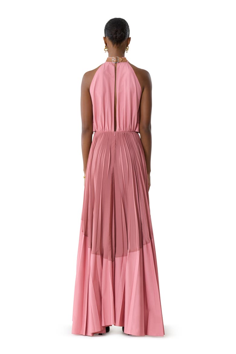 Pleated Dress In Charmeuse And Cotton, Alternate, color, Pink