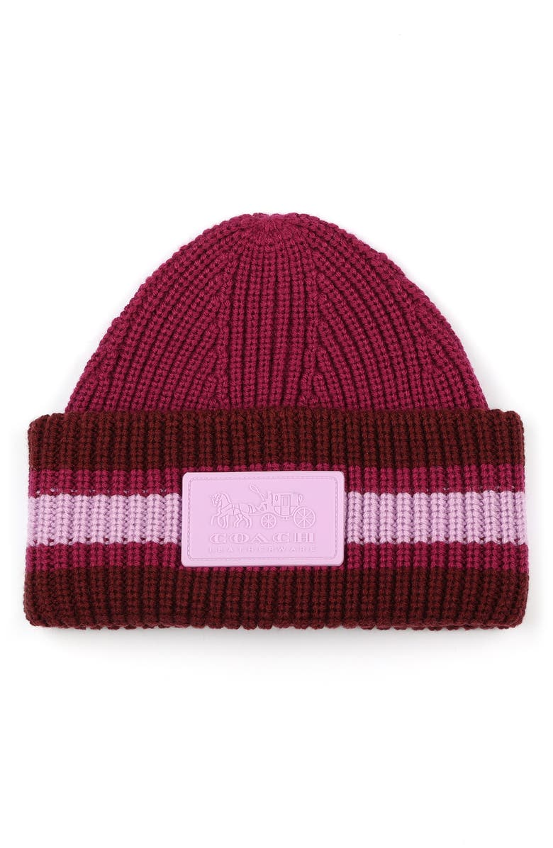 COACH Varsity Stripe Knit Beanie, Main, color, 