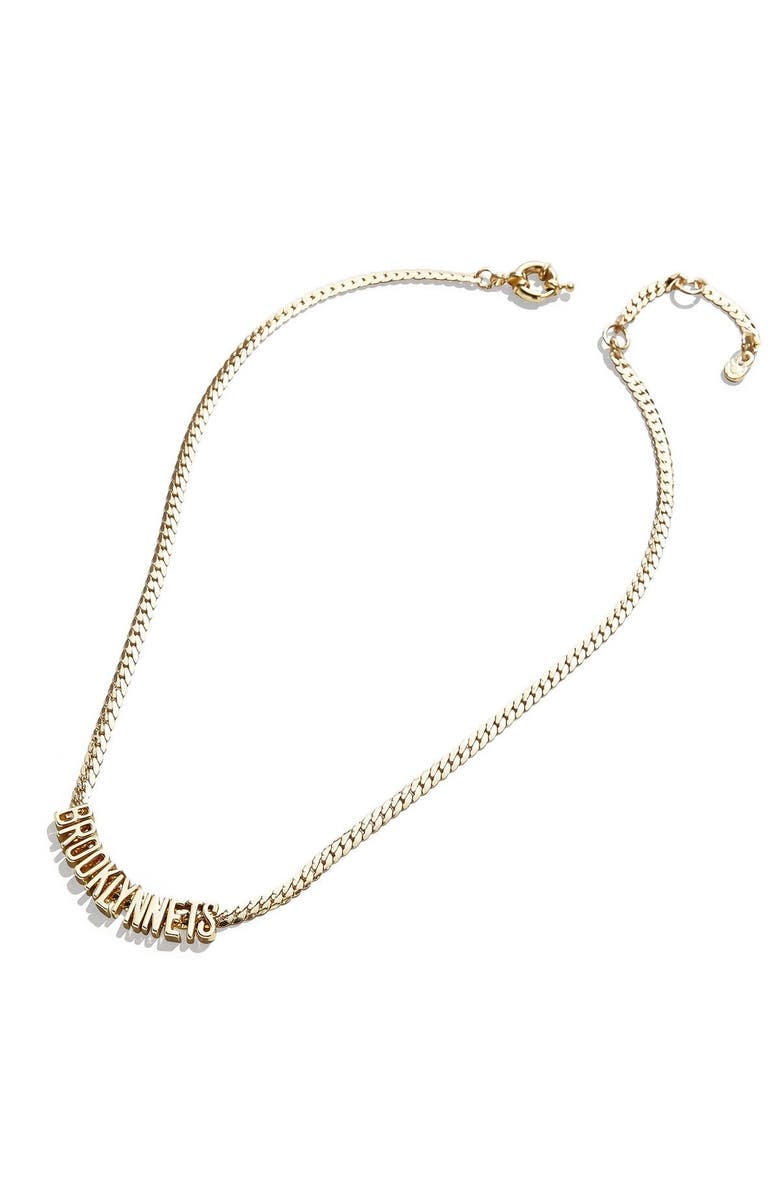 BaubleBar Brooklyn Nets Team Wordmark Chain Necklace, Main, color, 