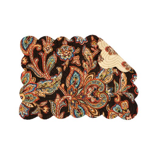 C & F Home C&f Home Dorothy Autumnal Brown Quilted Scalloped Paisley Floral Placemats Set Of 6, 13" X 19" In Brown