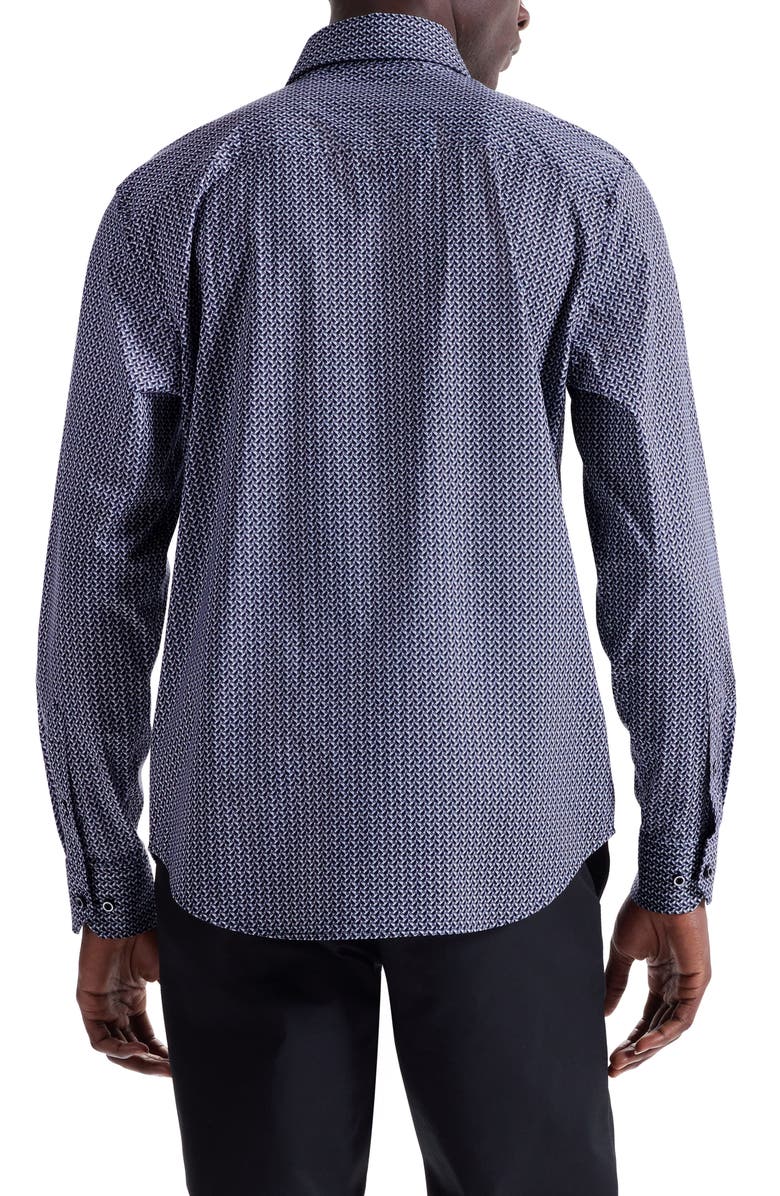 Bugatchi Devon OoohCotton<sup>®</sup> Geo Print Button-Up Shirt, Alternate, color, Black