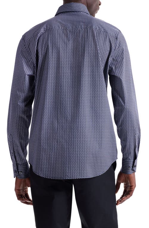 Bugatchi Devon Ooohcotton® Geo Print Button-up Shirt In Blue