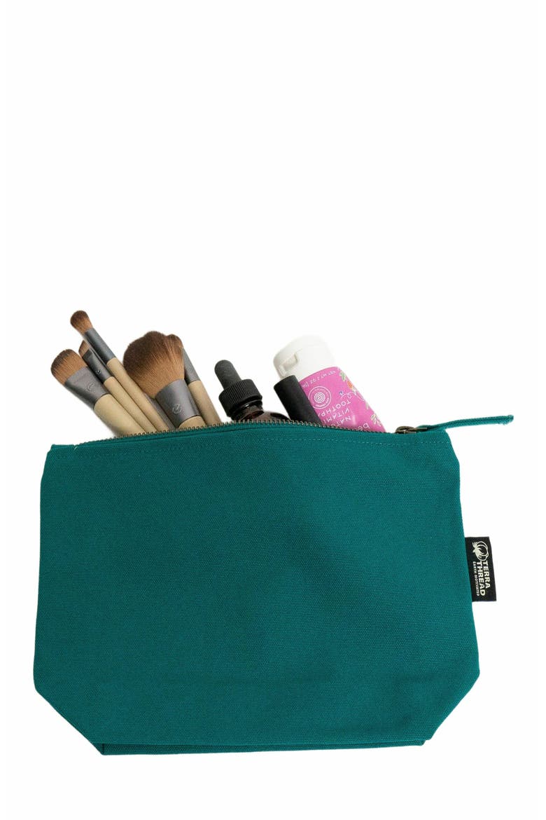Organic Cotton Makeup Bag, Alternate, color, Deep Sea Teal