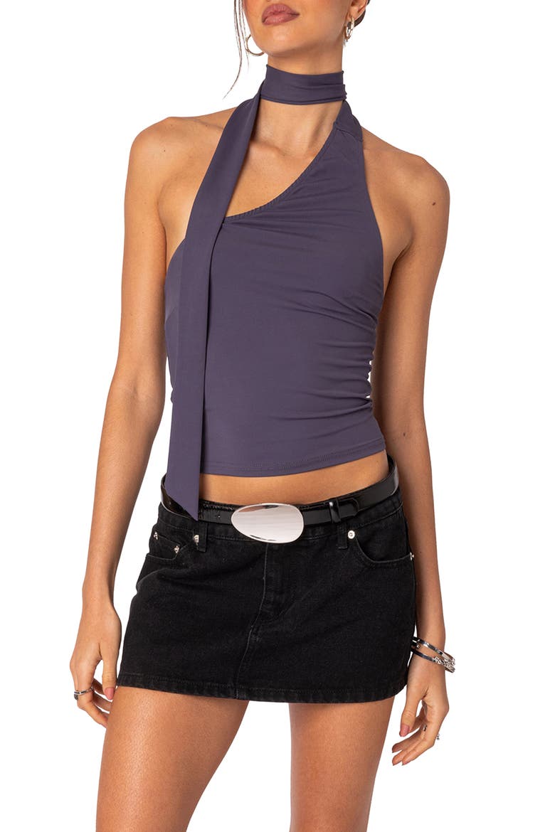 Melony One Shoulder Scarf Neck Knit Top, Main, color, PURPLE