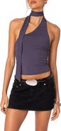 EDIKTED Melony One Shoulder Scarf Neck Knit Top