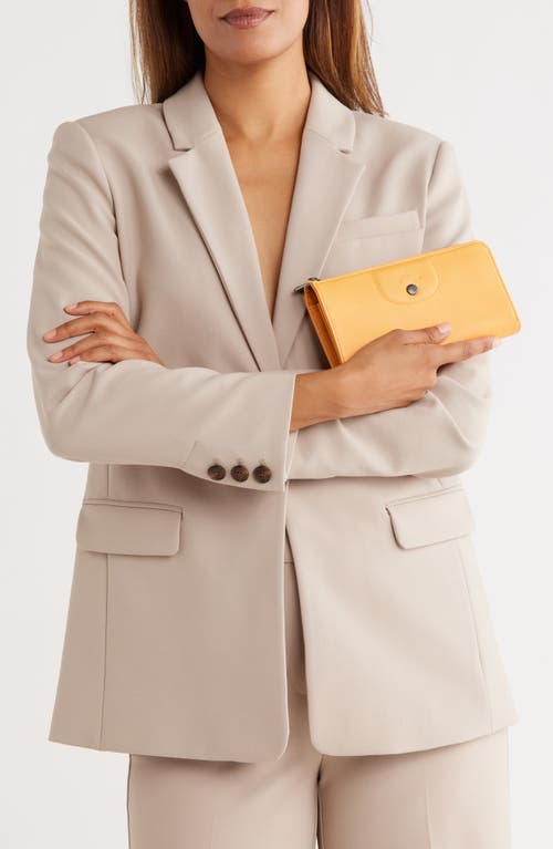 Longchamp Le Pilage Cuir Zip Wallet In Orange