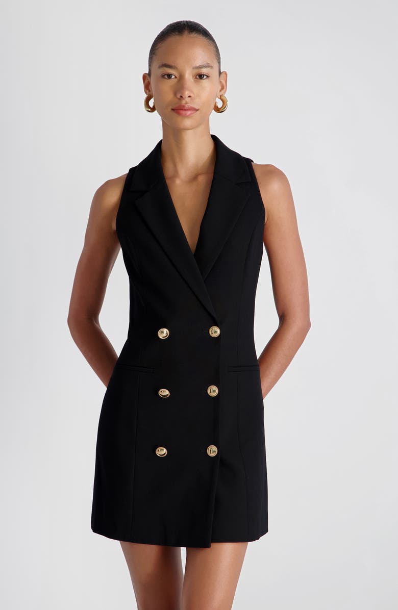 French Connection Whisper Sleeveless Double Breasted Blazer Minidress, Alternate, color, Black