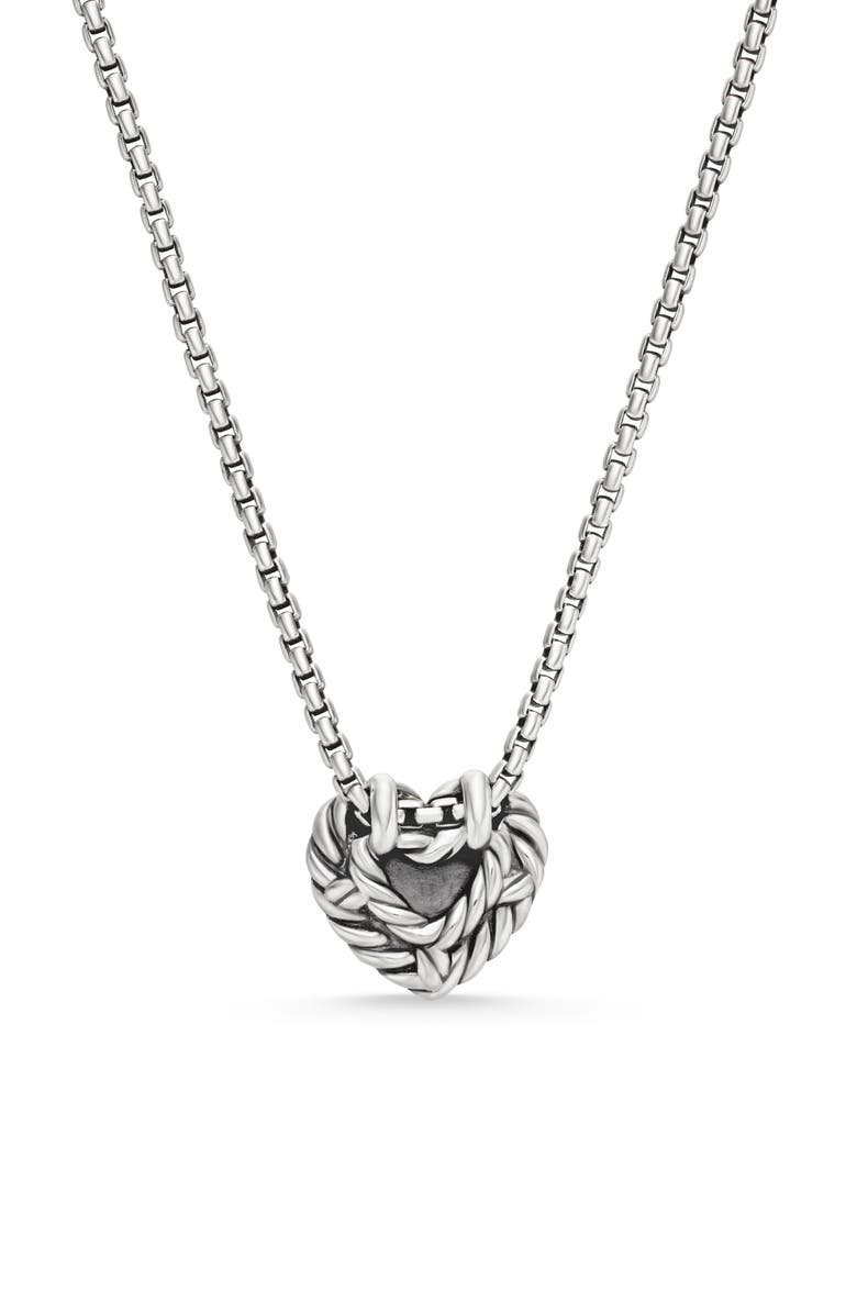 David Yurman Cable Cookie Classic Heart Necklace with 18K Yellow Gold, Alternate, color, Silver
