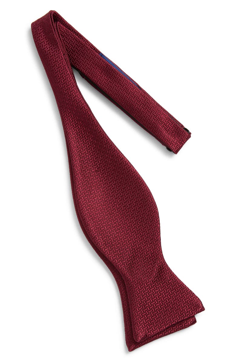 David Donahue Pre-Tied Silk Bow Tie, Alternate, color, Merlot