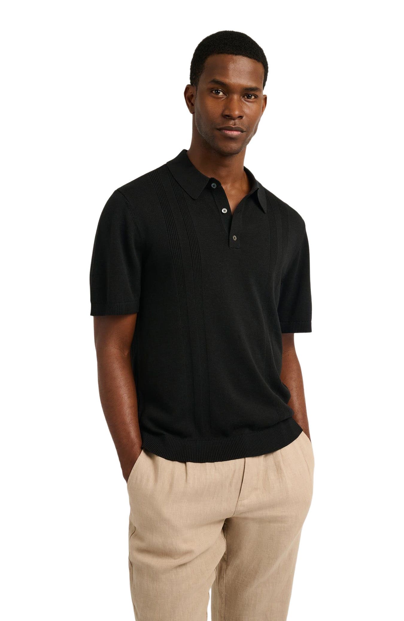 Silk Ribbed Knit Polo - image 2