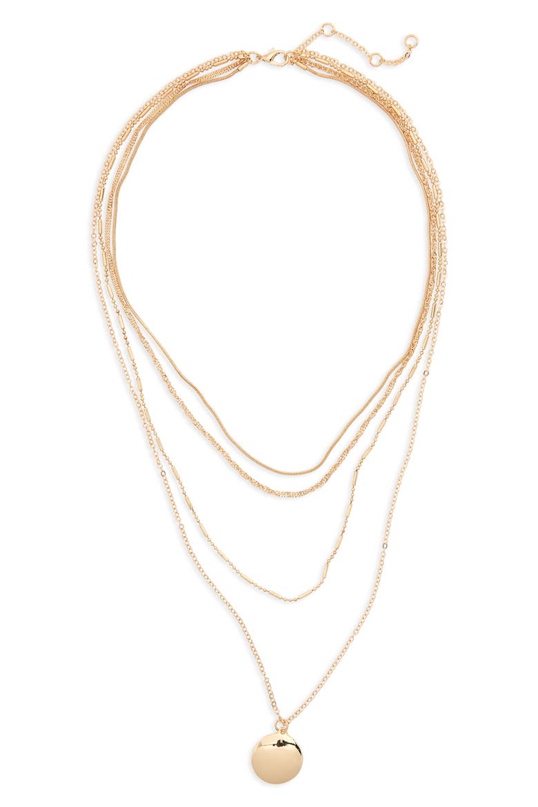 Layered Pendant Necklace, Main, color, GOLD