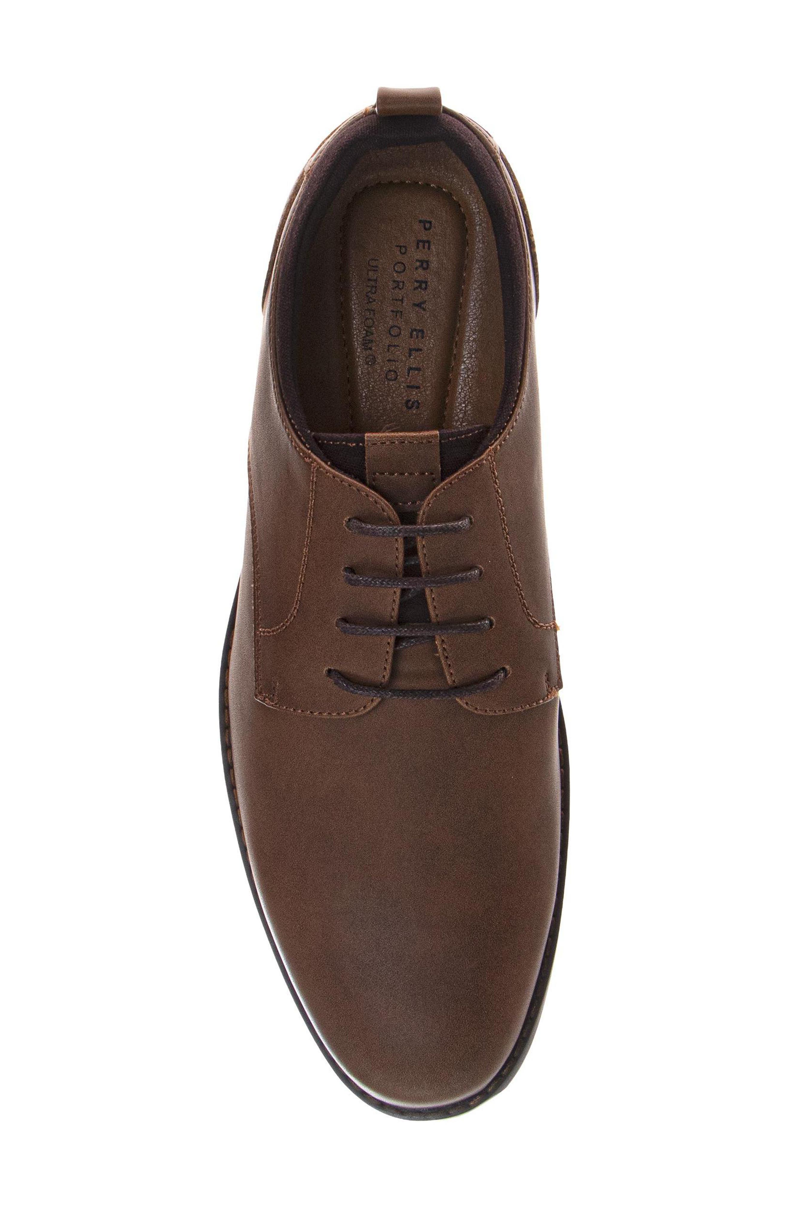 Faux Leather Plain Toe Derby, Alternate, color, BROWN