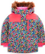 Mini Boden Kids' All-Weather Waterproof Faux Fur Trim Coat
