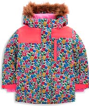 Mini Boden Kids' All-Weather Waterproof Faux Fur Trim Coat