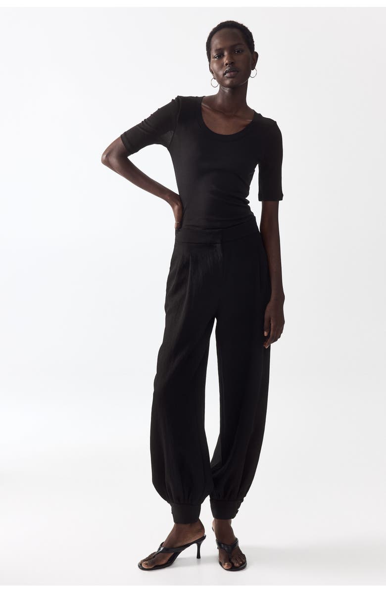 H&M Scoop-neck Pima Cotton T-shirt, Alternate, color, Black