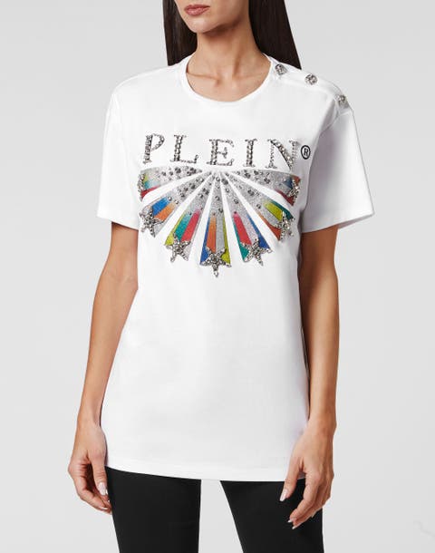 T-shirt Round Neck Man Fit Plein Star With Crystals Women