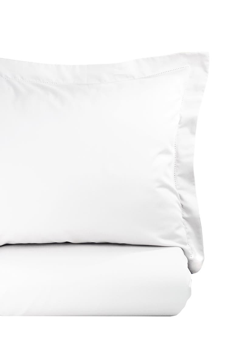 Hemstitch 600 Thread Count Duvet Set, Alternate, color, WHITE