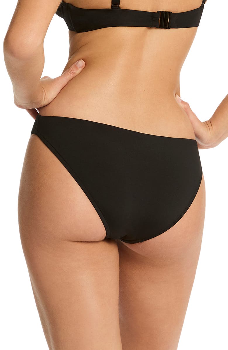 Sea Level Regular Rise Bikini Bottoms, Alternate, color, Black