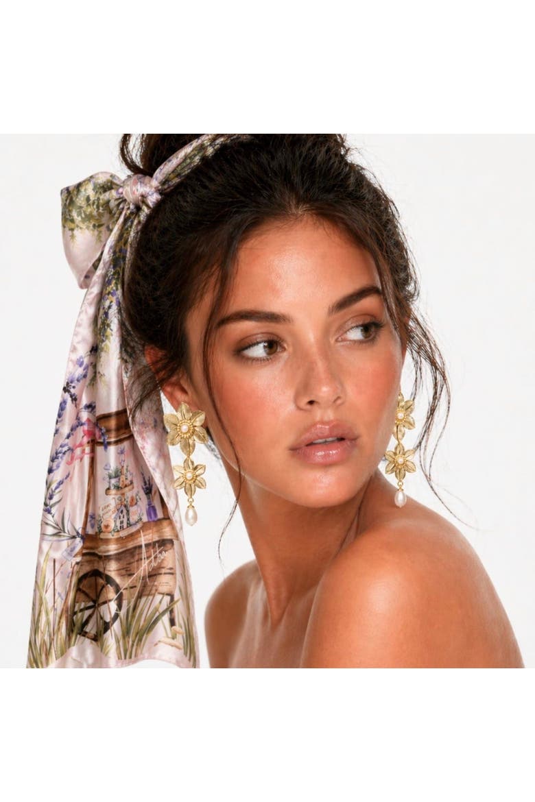 Lavender Bloom Cart Silk Scarf, Alternate, color, Multicolor