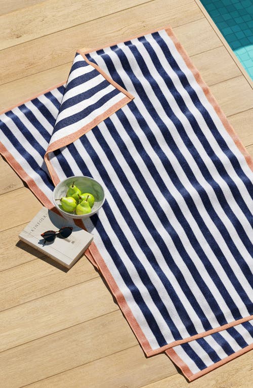 Woven & Weft 2-pack Stripe Oversize Beach Towels In Stone Blue/clay