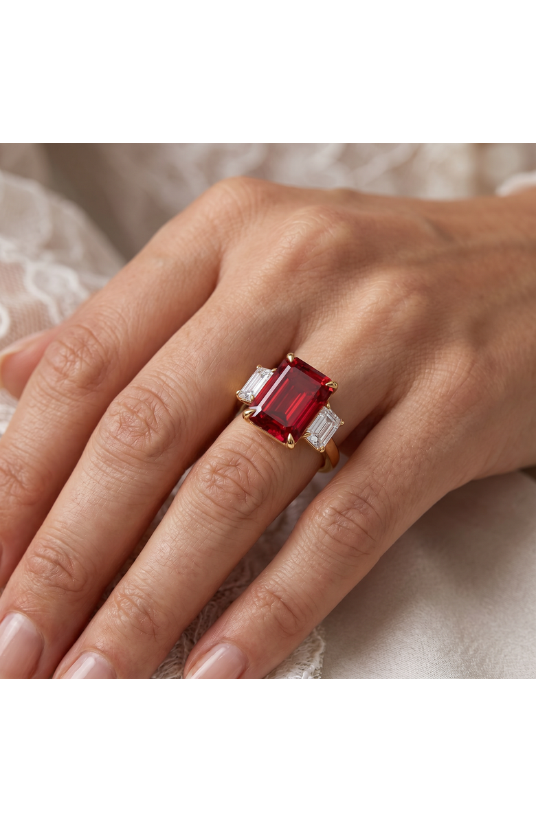 Bliss Diamond 13Ct Ruby & Diamond Ring Lab Grown, Alternate, color, 14K Yellow Gold