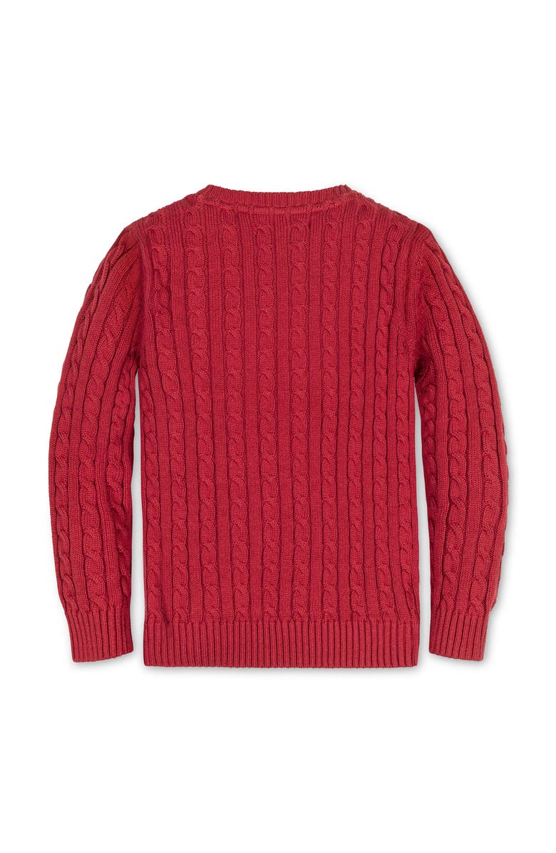 Hope & Henry Kids' Organic Cable Crewneck Pullover Sweater, Alternate, color, Red Cable