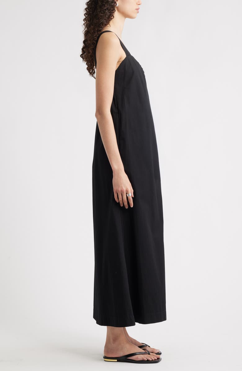 Nordstrom Pleated Sleeveless Poplin Maxi Dress, Alternate, color, Black