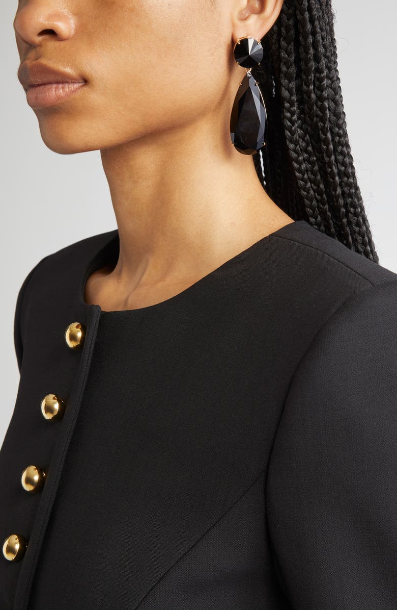 Carolina Herrera Large Teardrop Crystal Earrings, Alternate, color, Jet Black