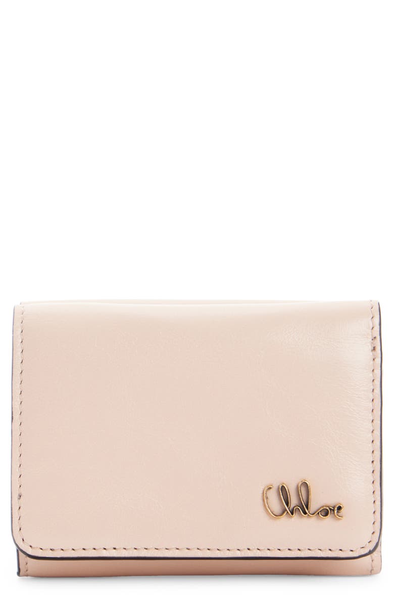 Chloé Mini Chloé Iconic Shiny Leather Trifold Wallet, Main, color, 6J5 Cement Pink