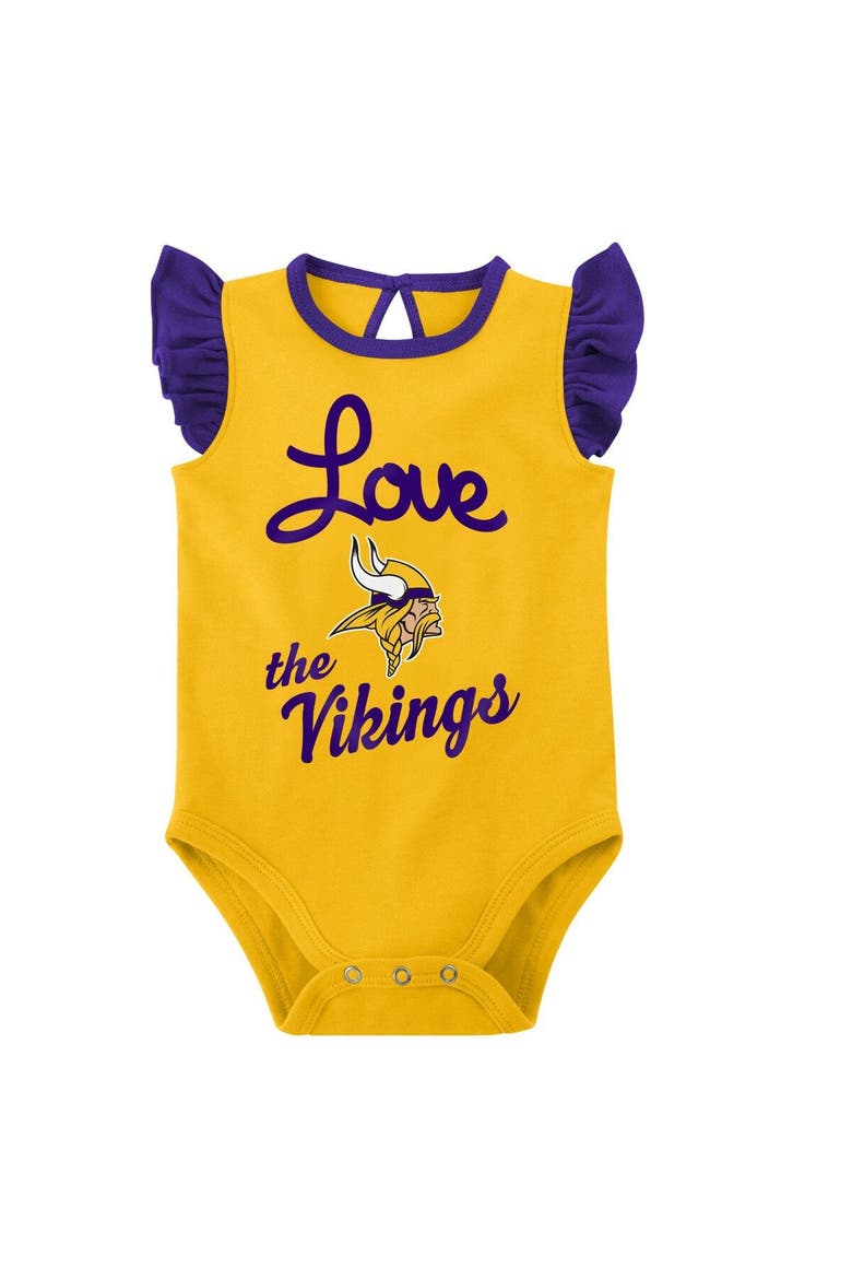 Girls Newborn & Infant Purple/Gold Minnesota Vikings Spread the Love 2-Pack Bodysuit Set, Alternate, color, Purple