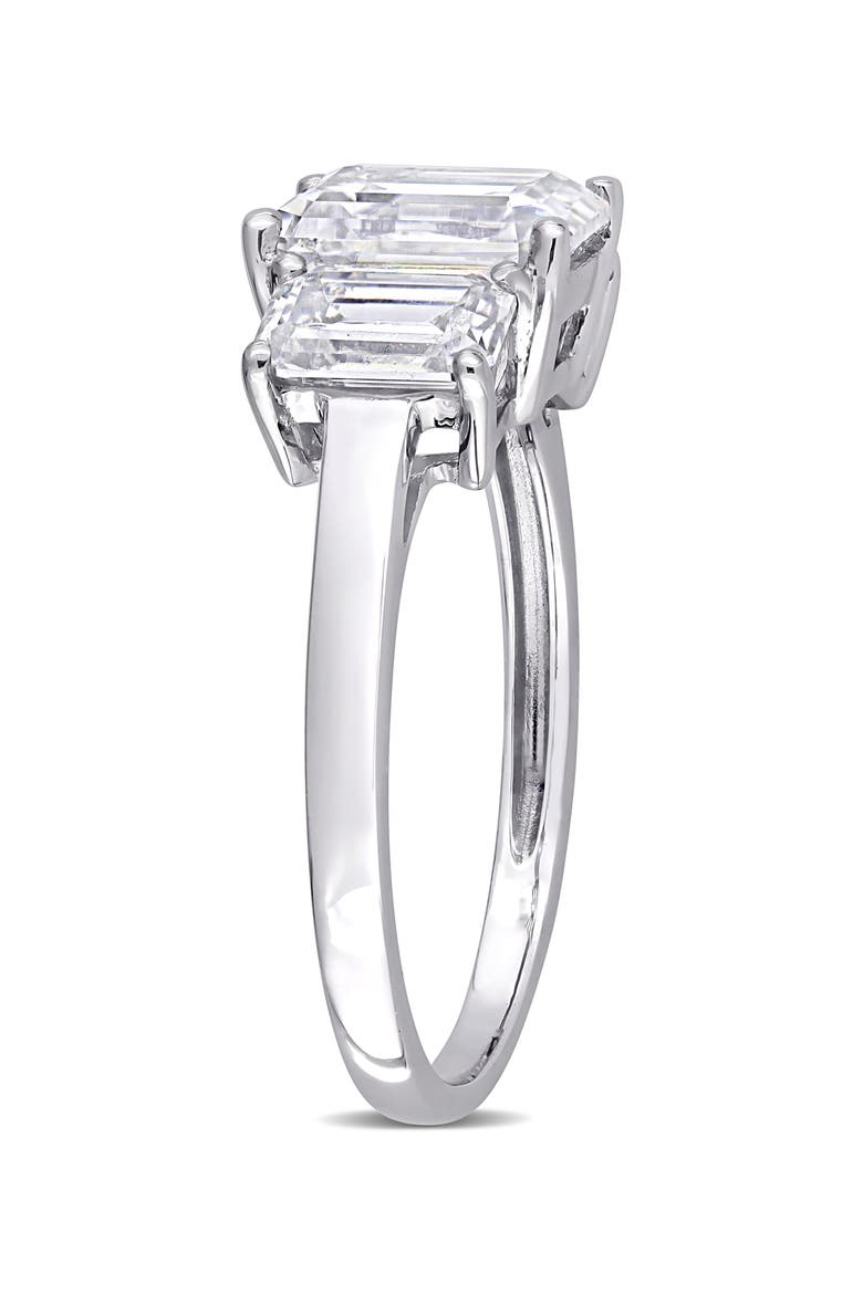 Emerald Cut Lab Created Moissanite Ring, Alternate, color, SILVER