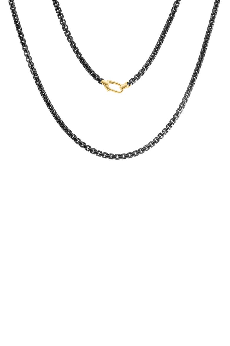 Men's Sterling Silver Box Chain Necklace, Main, color, BLACK