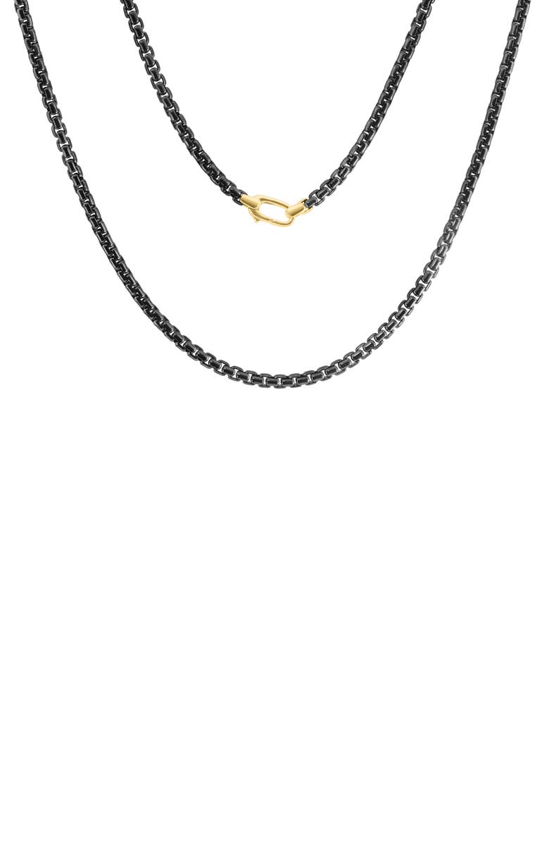 EFFY Men's Sterling Silver Box Chain Necklace, Main, color, Black