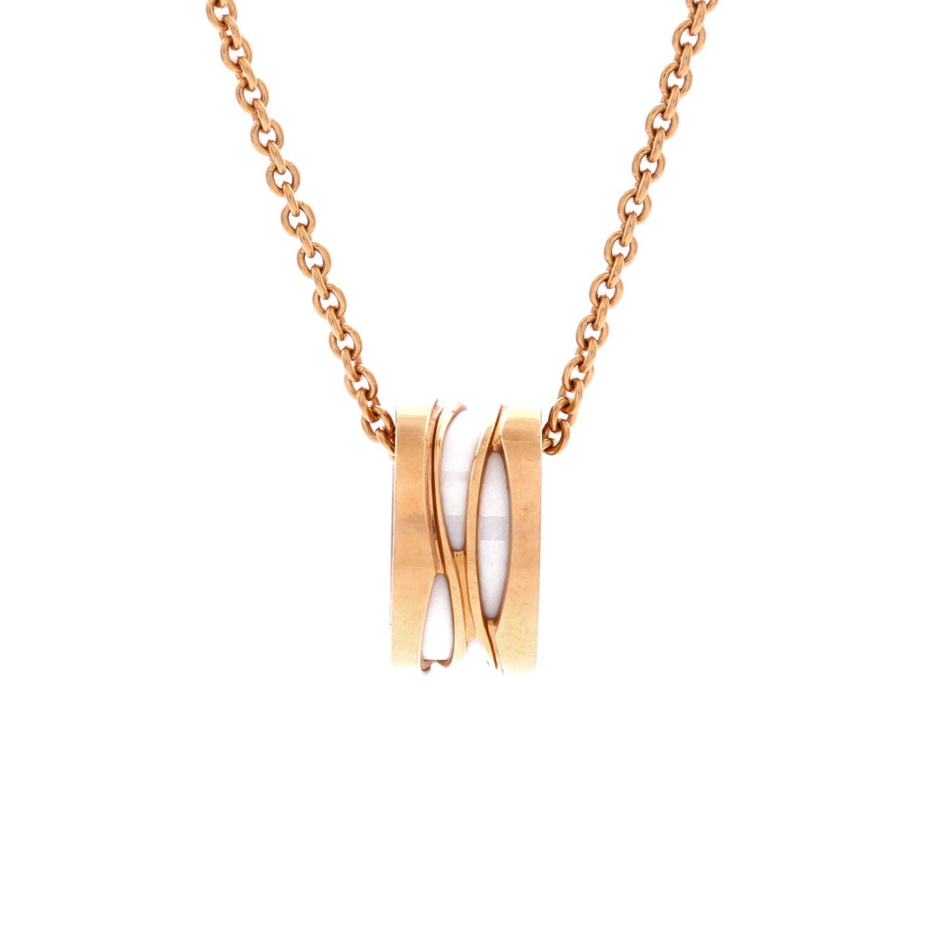 B.Zero1 Design Legend Zaha Hadid Pendant Necklace 18K Rose Gold with Ceramic, Main, color, Metallic Gold