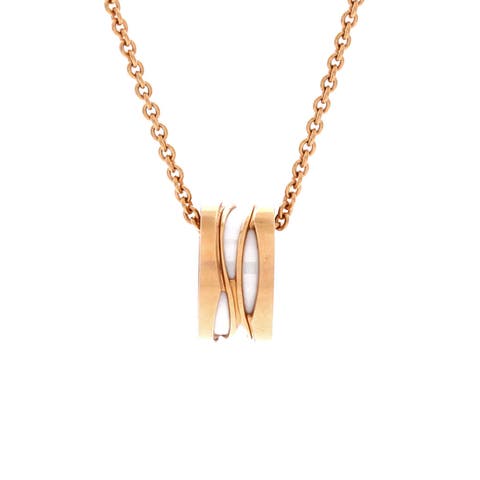 B.Zero1 Design Legend Zaha Hadid Pendant Necklace 18K Rose Gold with Ceramic