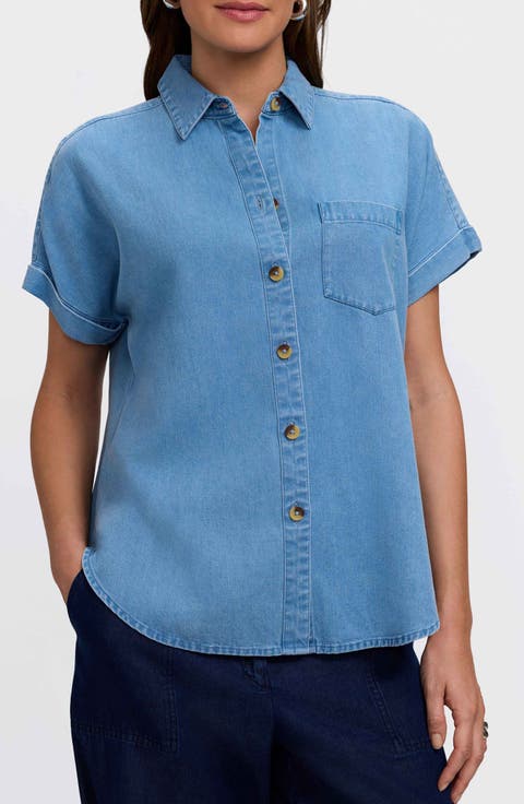 Abigail Short Sleeve Denim Button-Up Shirt