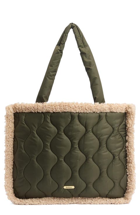 Marnie Quilted Tote with Faux Shearling Trim