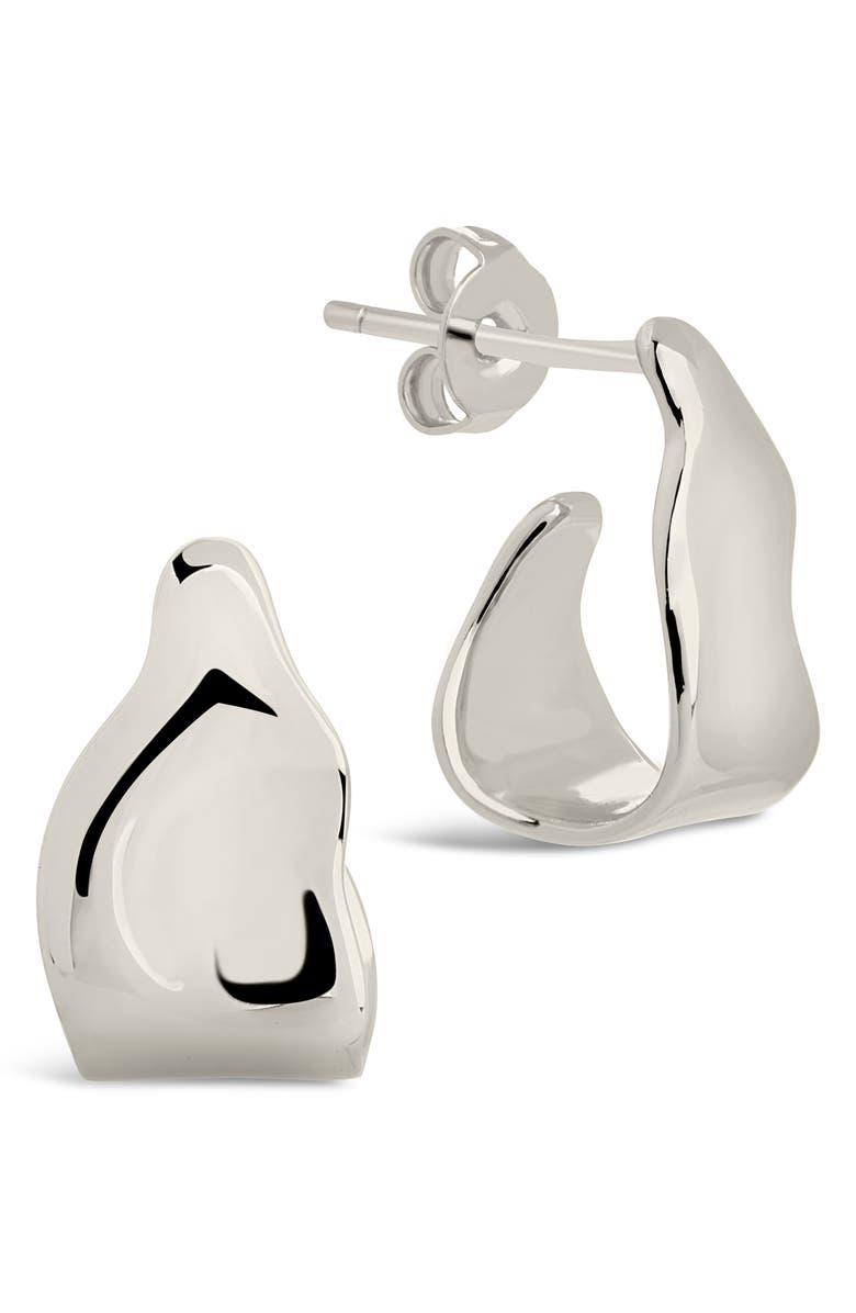 Sterling Forever Hammered Huggie Stud Earrings, Main, color,