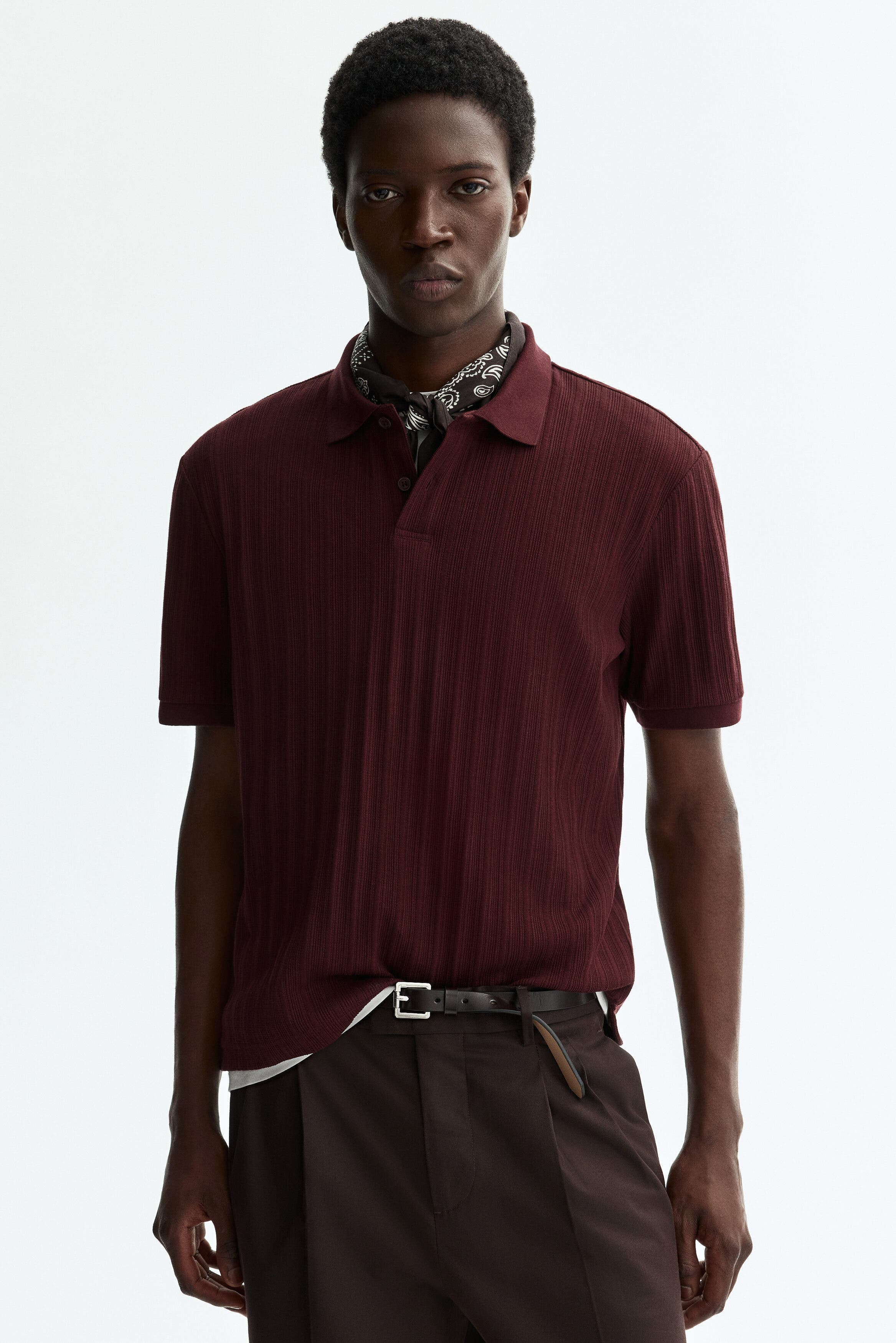Slim Fit Textured Jersey Polo Shirt - image 4