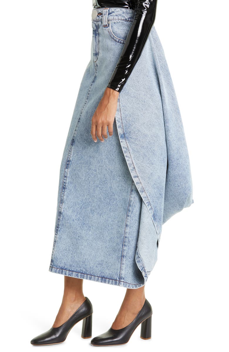 Vaquera Denim Maxi Skirt with Train, Alternate, color,