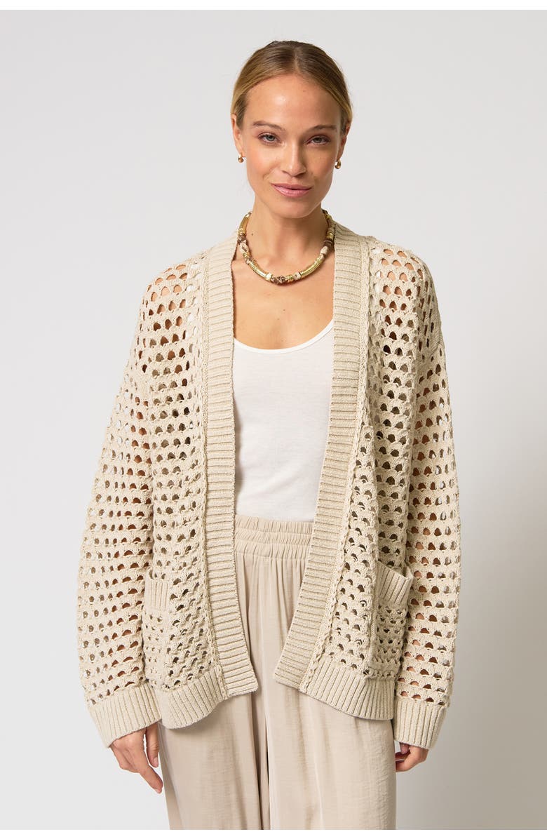 Central Park West Iris Braided Trim Duster, Main, color, Taupe