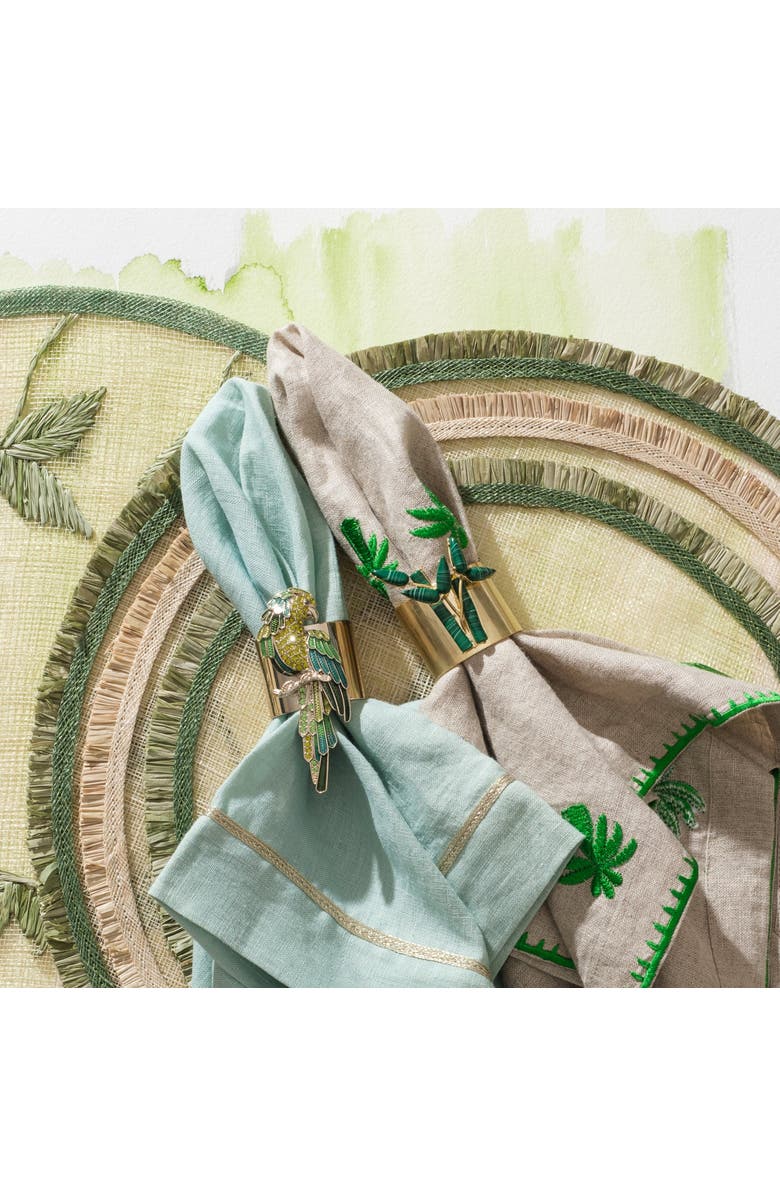 Joanna Buchanan Ruffle edge straw placemat, set of four, Alternate, color, Green