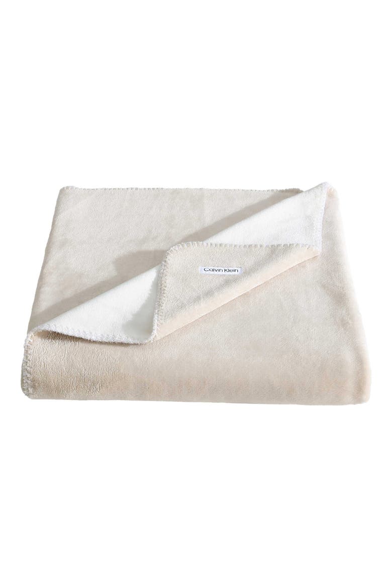 Modern Reversible Throw Blanket, Main, color, LIGHT BEIGE