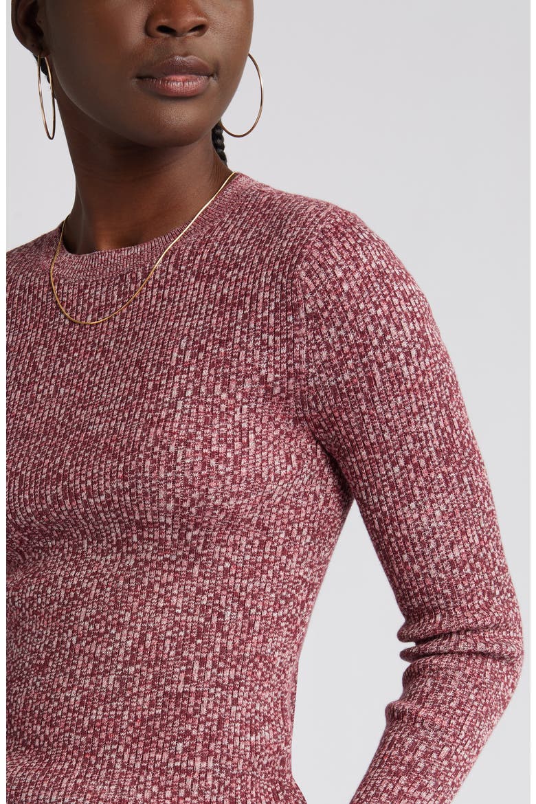 Crewneck Rib Sweater, Alternate, color, BURGUNDY COMBO