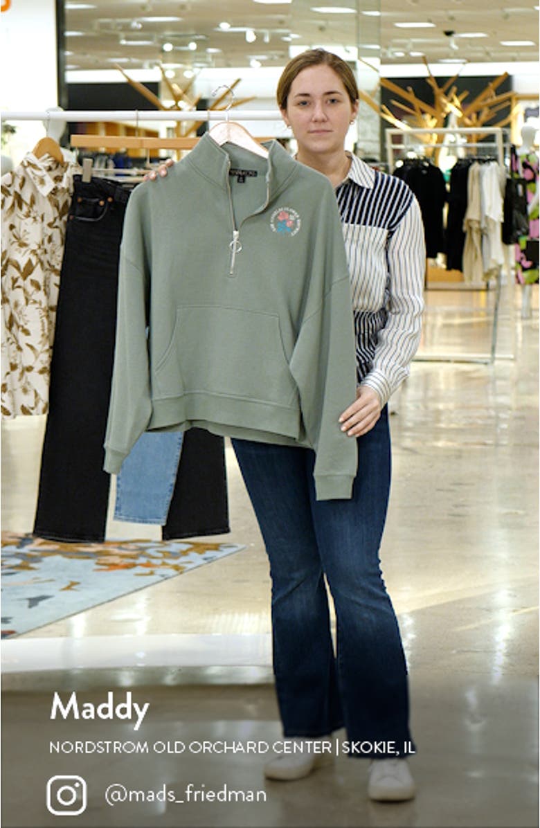 Embroidered LA Flowers Quarter Zip Pullover, sales video thumbnail