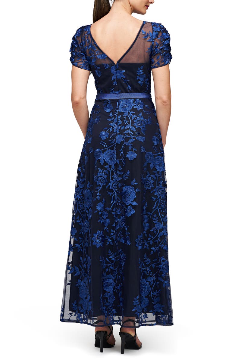 JS Collections Sarah Floral Embroidered Tie Belt Gown, Alternate, color, 