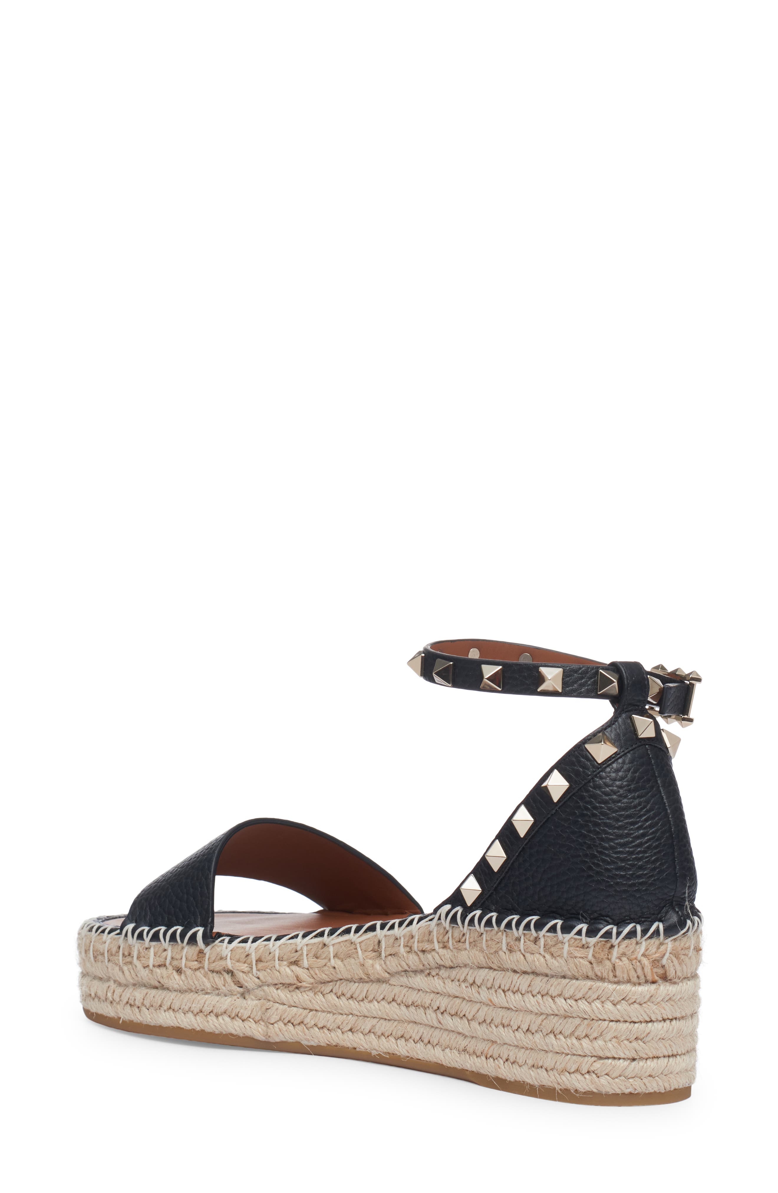Valentino Garavani Rockstud Espadrille Platform Sandal, Alternate, color, 