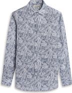Bugatchi Julian Shaped Fit Palm Leaf Print Linen Button-Up Shirt