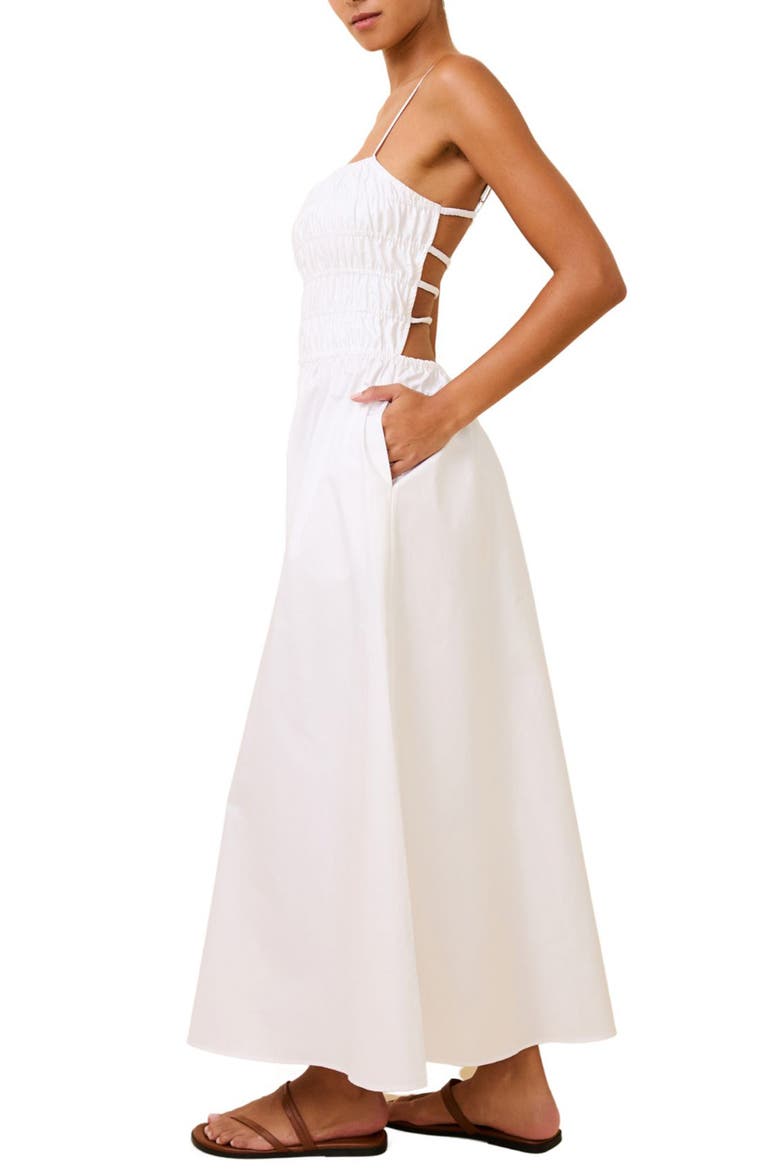The Delta Smocked Cotton Maxi Sundress, Alternate, color, MARSHMALLOW
